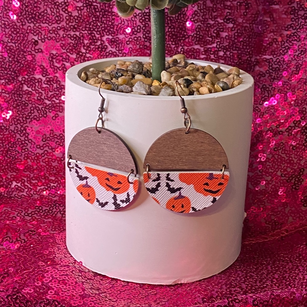 Halloween wooden earrings